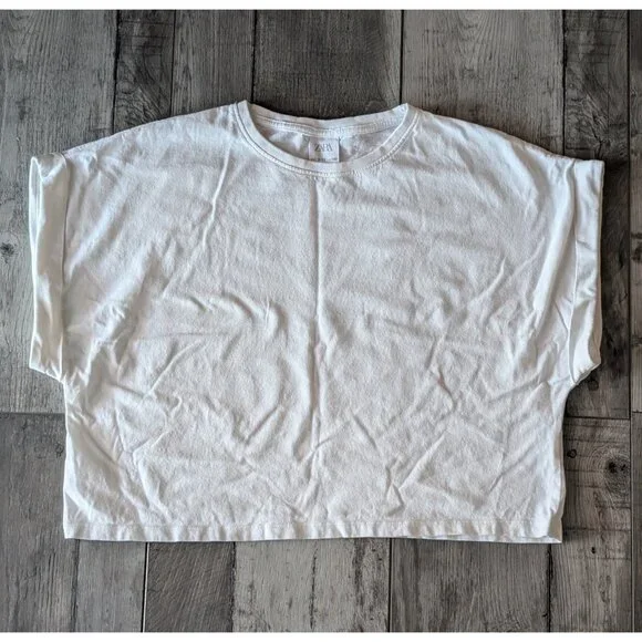 5๏ธโฃ Zara, Cropped Muscle Tee, White, Sz 9 - 10 - Picture 1 of 7